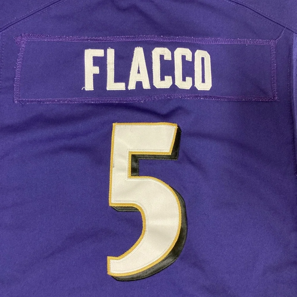 Nike Baltimore Ravens Joe Flacco 5 Jersey Womens Large Purple NFL On‎ Field